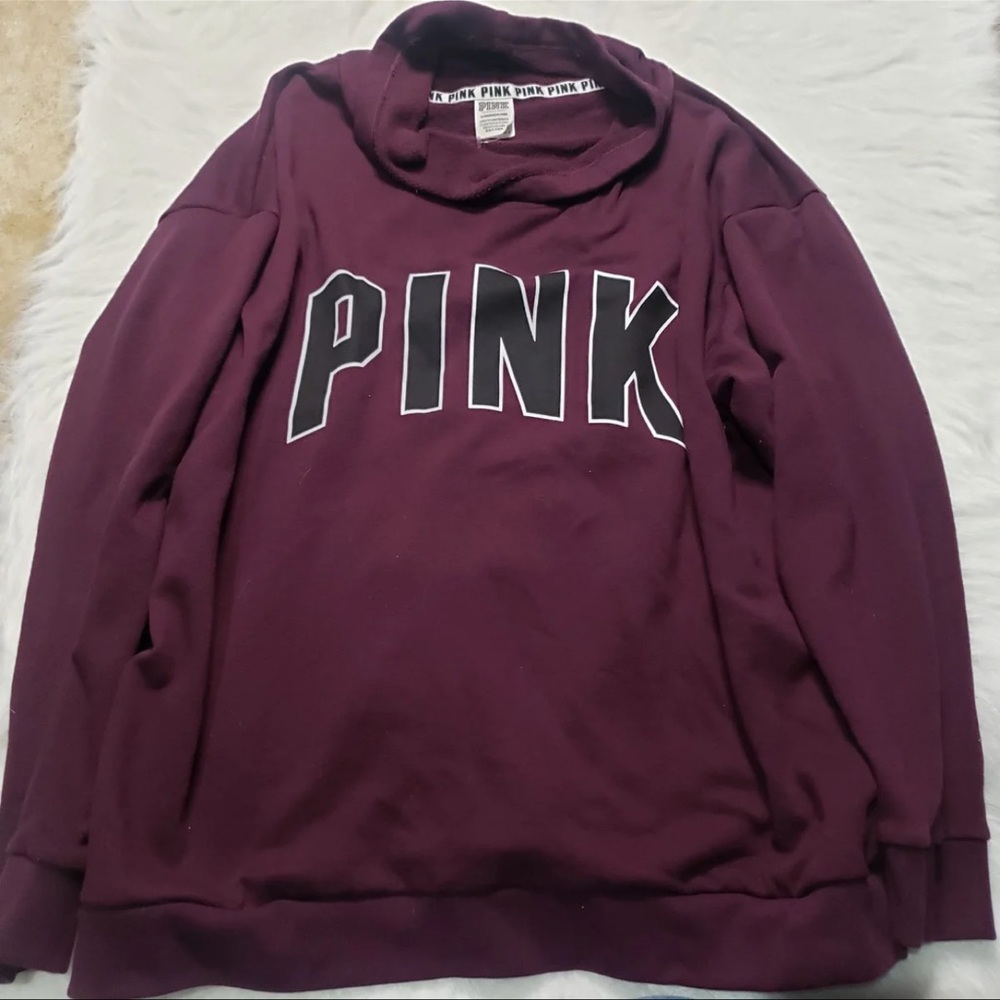 Pink cowl neck hoodie